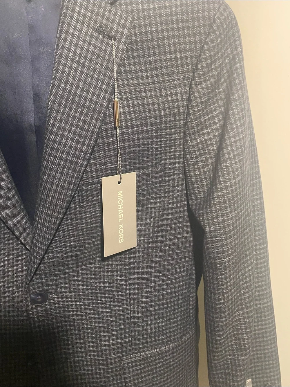 Michael Kors Teens Navy Houndstooth Blazer